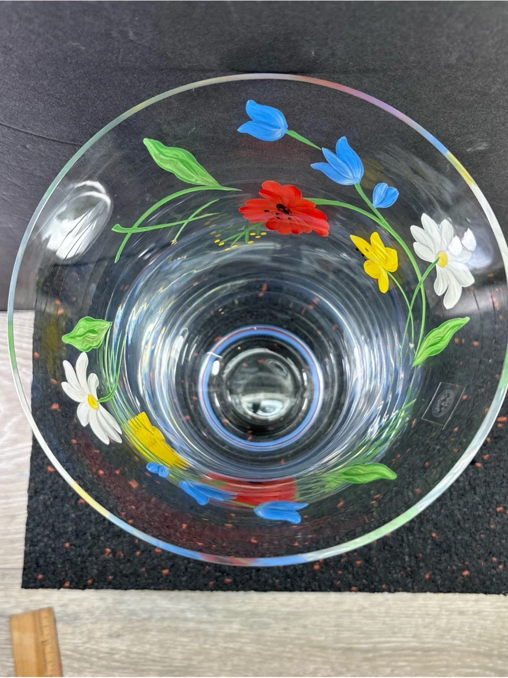 Vintage ROYAL DANUBE Hand Painted Colorful Flowers Design Crystal Vase  9